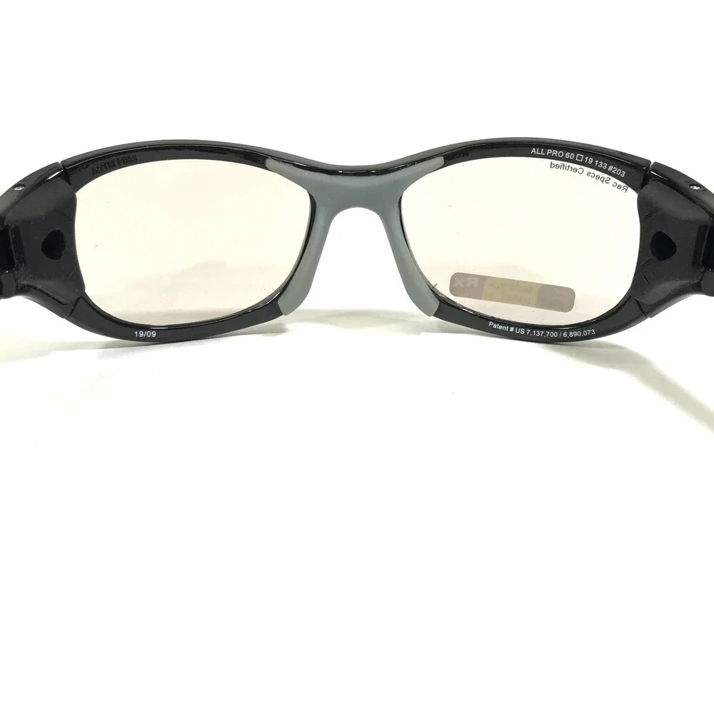 Rec Specs Athletic Goggles Frames ALL PRO 203 Polished Black Gray Wrap 60-19-133